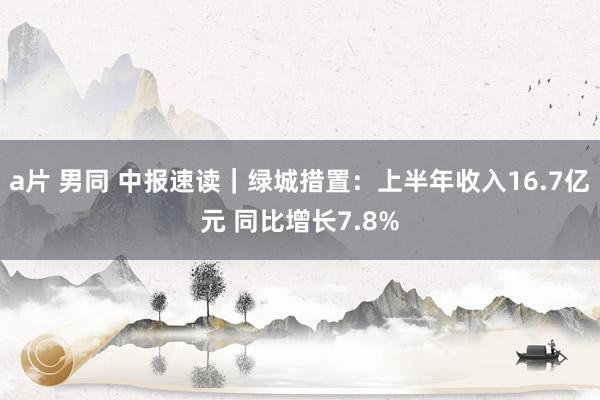 a片 男同 中报速读｜绿城措置：上半年收入16.7亿元 同比增长7.8%