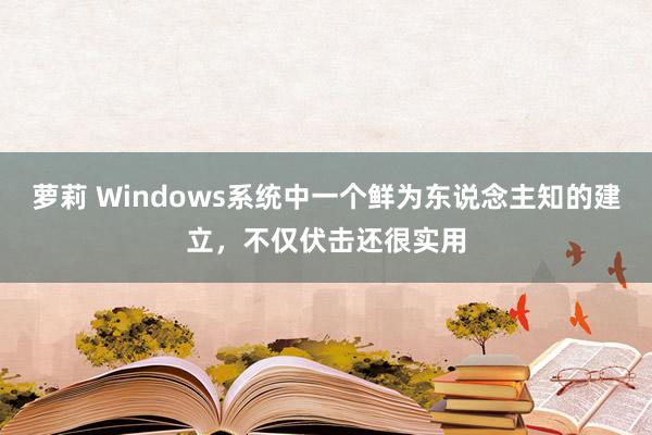 萝莉 Windows系统中一个鲜为东说念主知的建立，不仅伏击还很实用