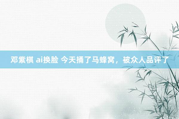 邓紫棋 ai换脸 今天捅了马蜂窝，被众人品评了
