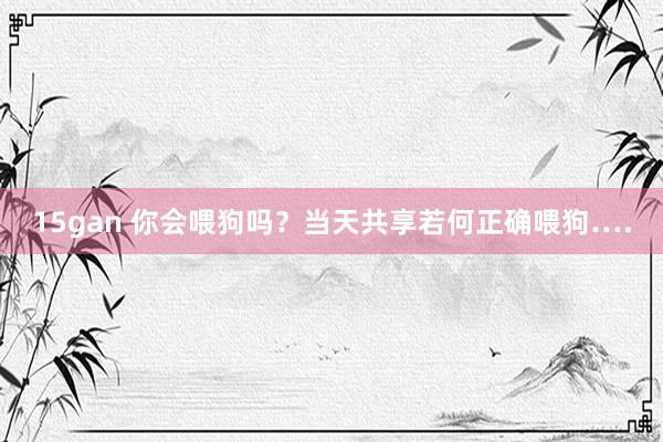 15gan 你会喂狗吗？当天共享若何正确喂狗….
